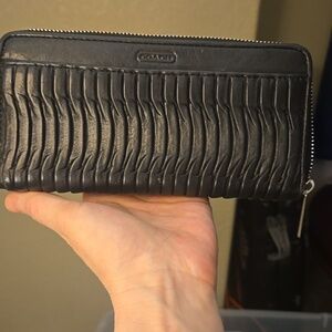 Coach Black Ribbed Leather Wallet